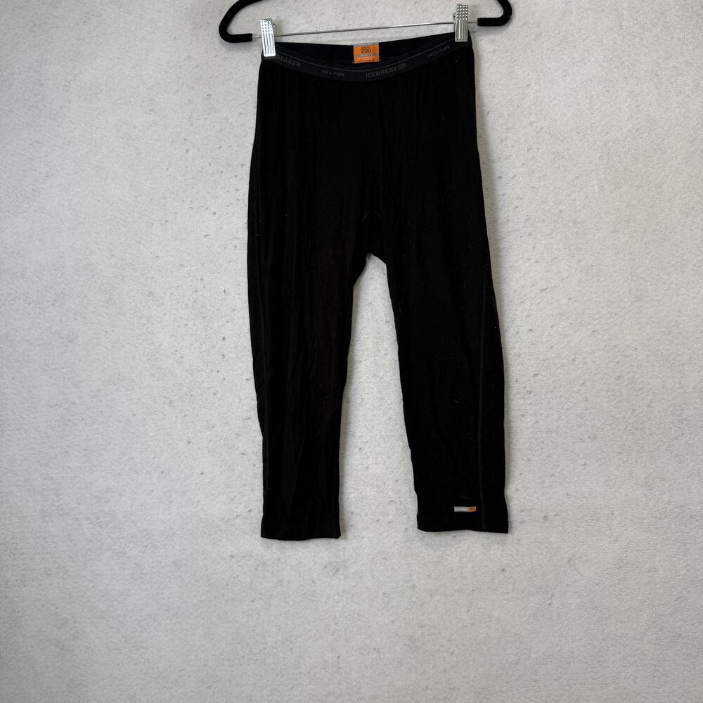 Icebreaker Leggings Womens S Black Bodyfit 200 Merino Wool Capri Base Layer